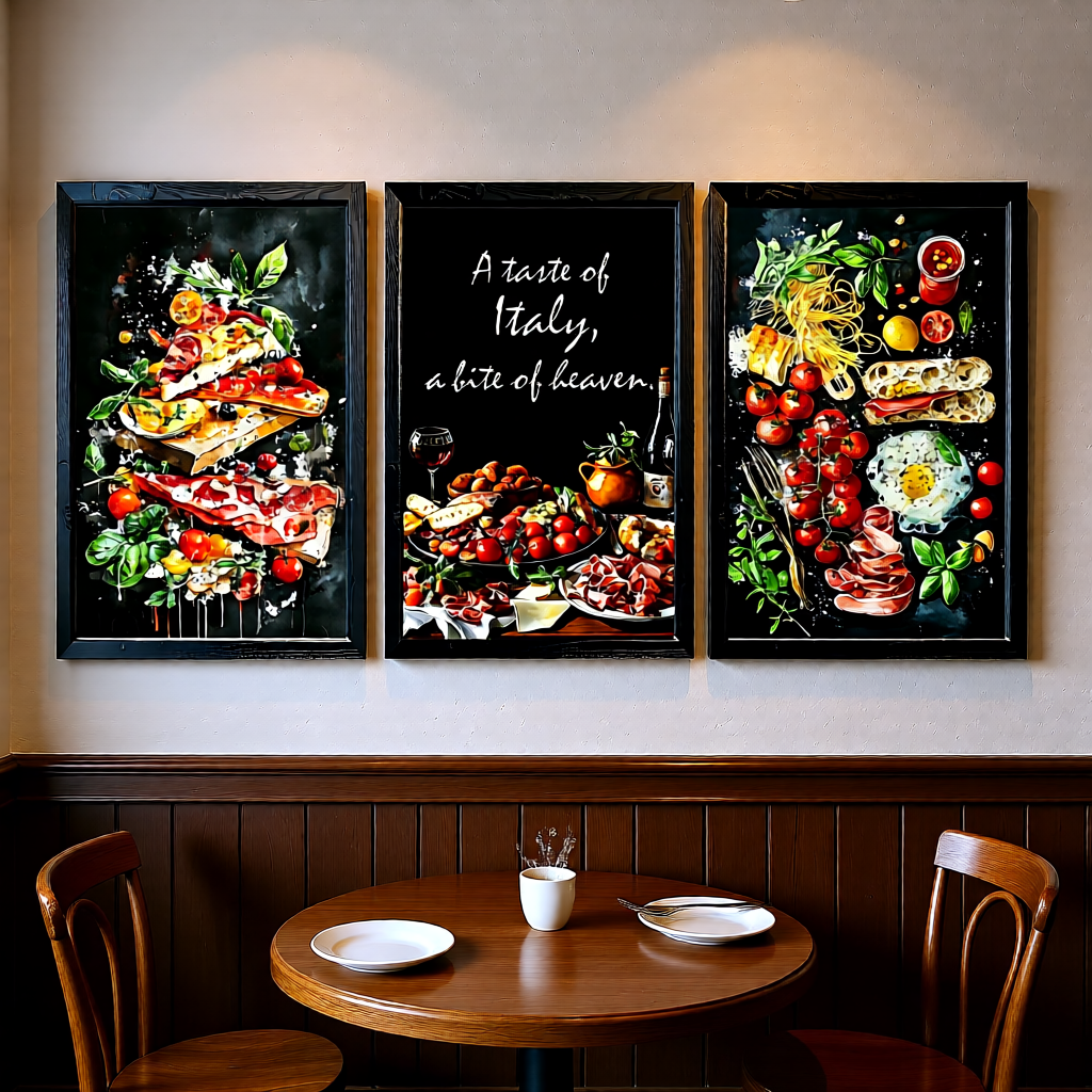 Set of 3 Food Restaurent Wall art Frame F102
