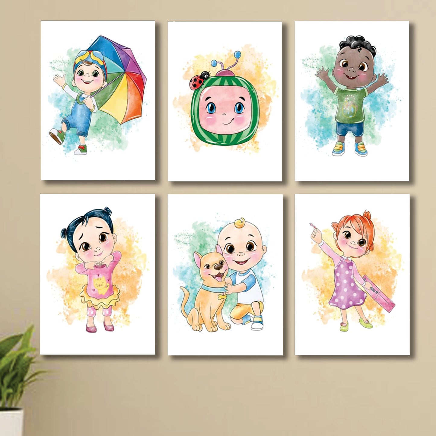 Set Of 6 CocoMelon Wall Art Photo Tile For Baby Room