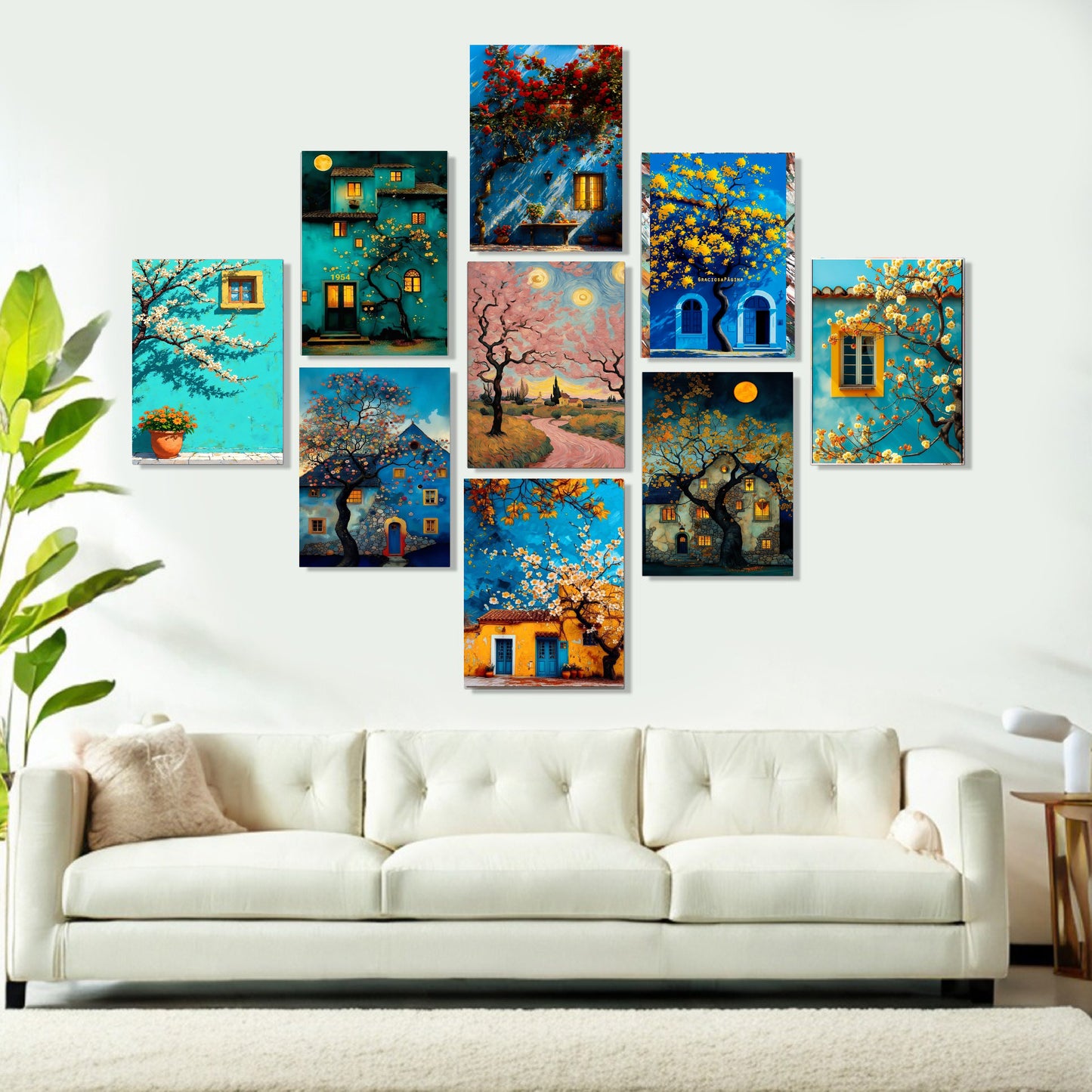 Set of 9 Home Aesthetic Wall Art Photo Tiles Home Decor