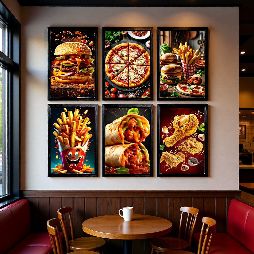 Set of 6 Food Restuarant Wall art Frame F103