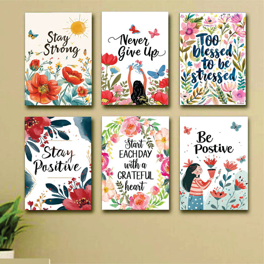 set of 6 girls room motivational wall art wooden sticky Phototile frames.