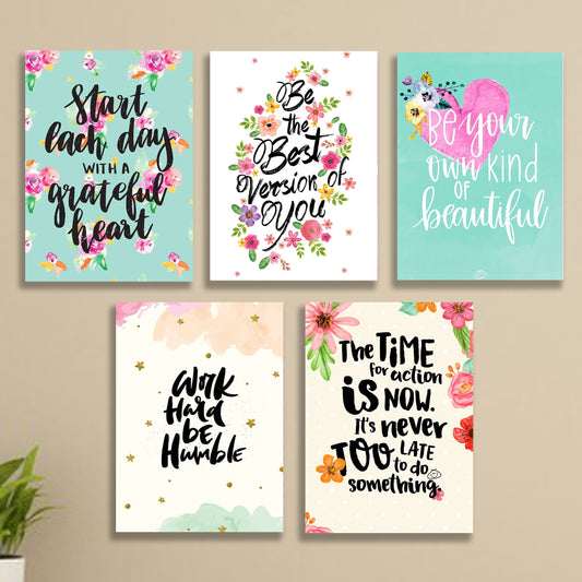 set of 5 girls room motivational wall art wooden sticky Phototile frames