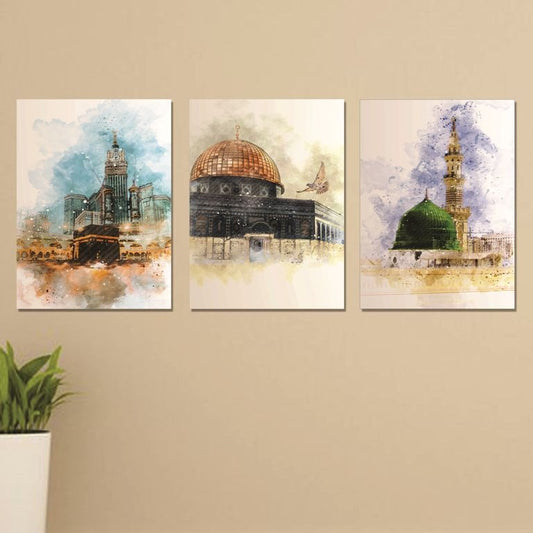3 Pieces Modern Islamic Decorative Wall Arts Muslimgift