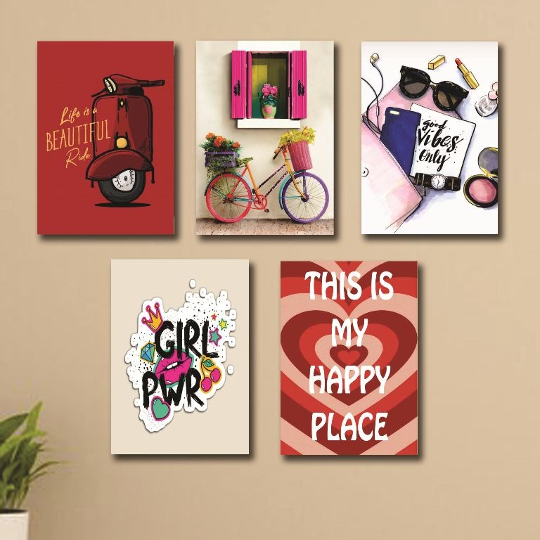 Set of 5 Wall Art Wooden Phototile Frames for Wall Decor