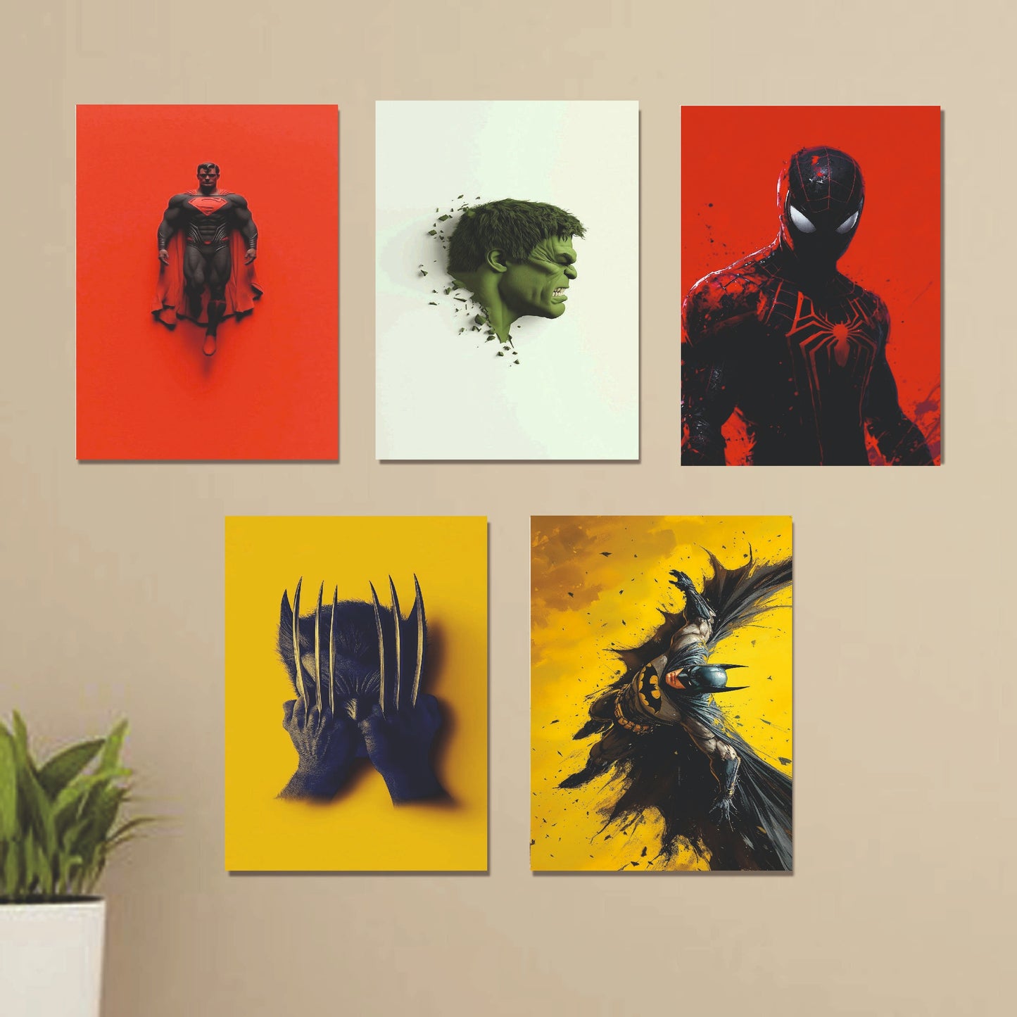 Set of 5 Avengers frames | room wall art | Sticky photo tiles wall decor Boys Room decoration
