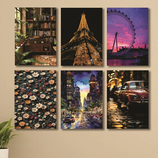 Set of 6 Wall Art Wooden Phototile Frames for Wall Decor
