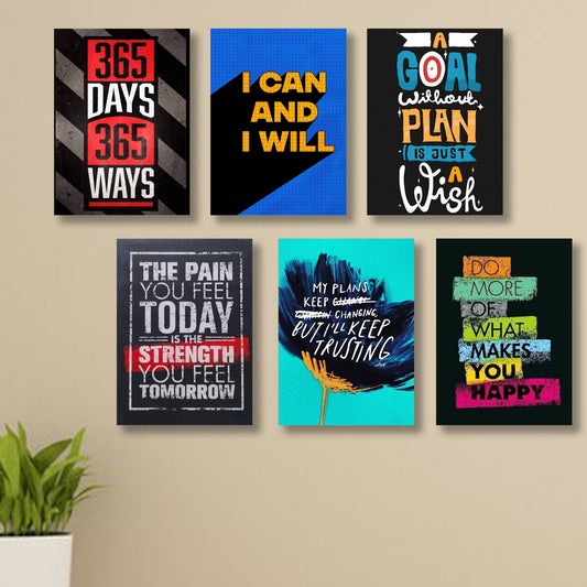 Set of 6 wooden canvas frames motivational quotes
