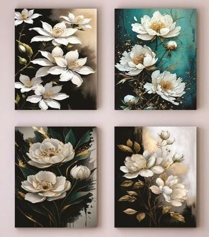Set of 4 Wall Art Wooden Phototile Frames for Wall Decor