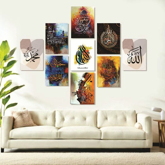 Set of 9 Wall Art Wooden Phototile Frames for Wall Decor