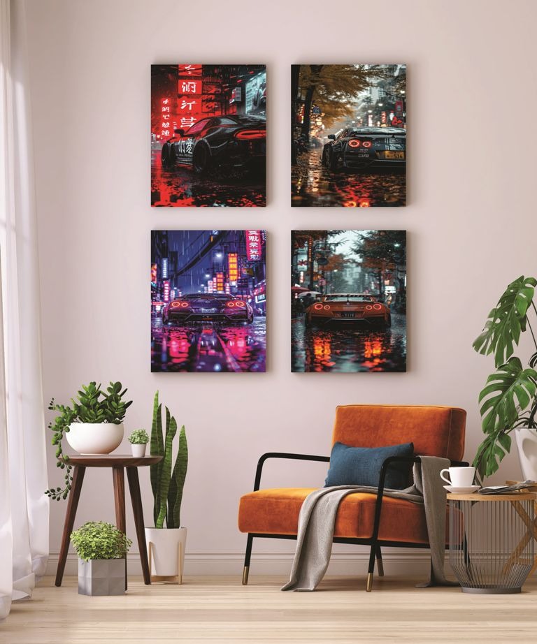 Set of 4 Wall Art Wooden Phototile Frames for Wall Decor