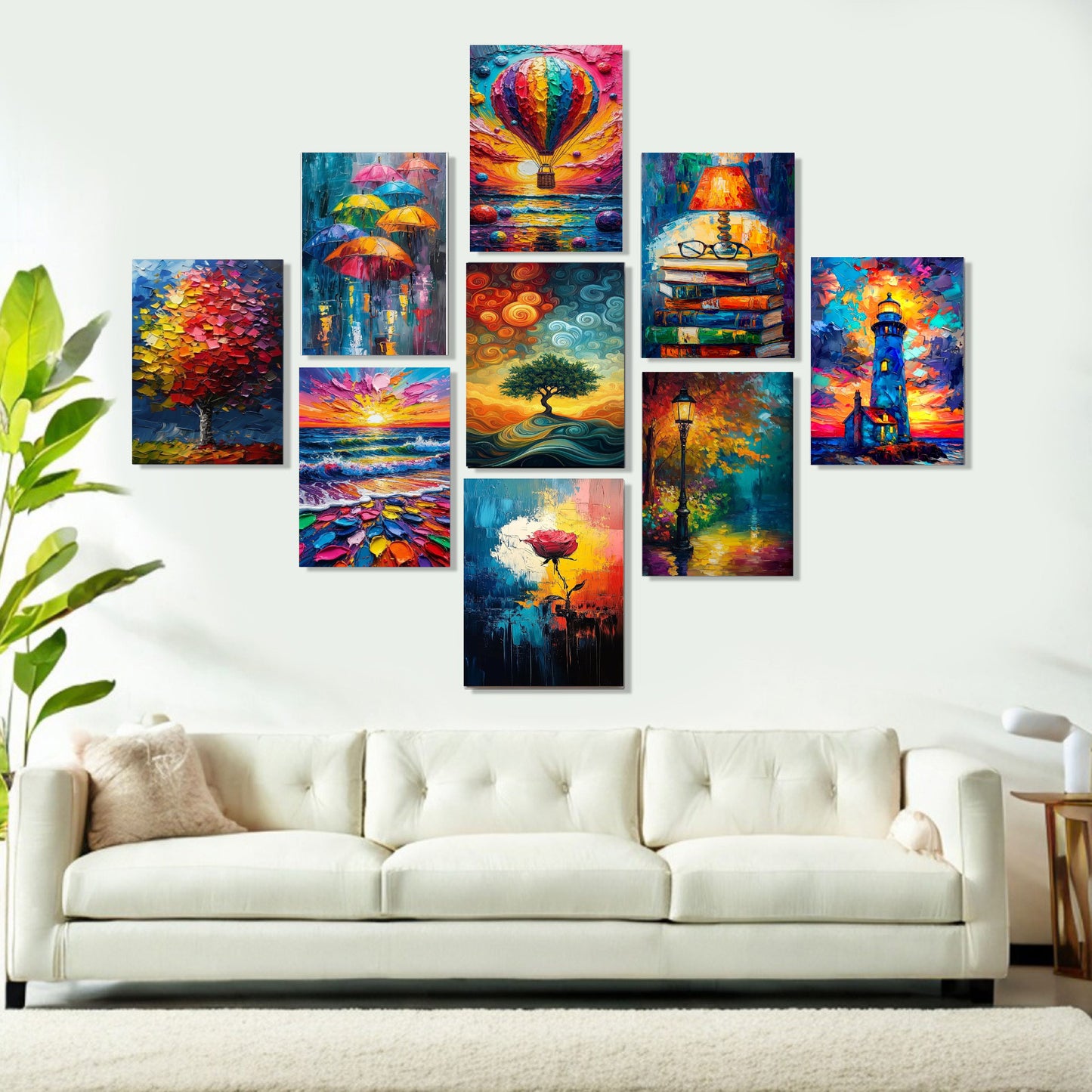 Set Of 9 Multi Paintings Digital Wall Art Wall Decoration