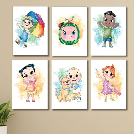 Set Of 6 CocoMelon Wall Art Photo Tile For Baby Room